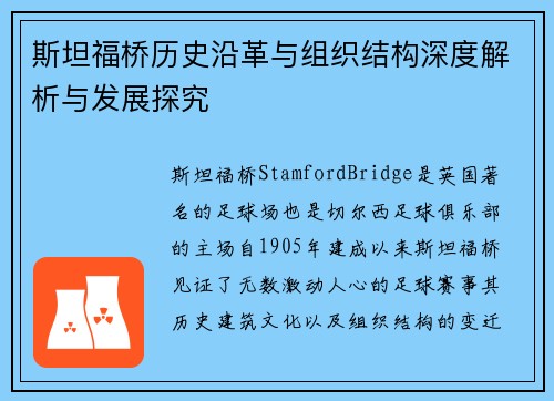 斯坦福桥历史沿革与组织结构深度解析与发展探究